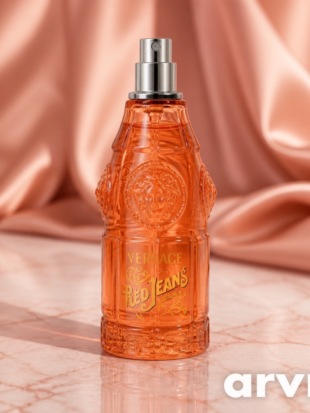 Versace Red Jeans Orange Glass Body Spray Bottle